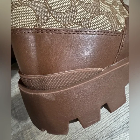 Coach City Sole Side Zip Lace Up Monogram Signature C Boots- Brown, Men’s 8D - Picture 10 of 12